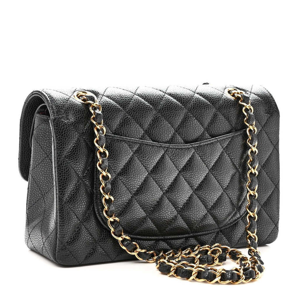 Caviar Quilted Small Double Flap Black