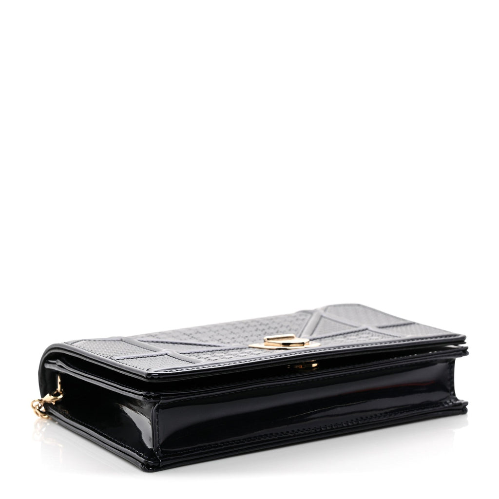 Metallic Patent Micro-Cannage Baby Diorama Flap Bag Navy Blue