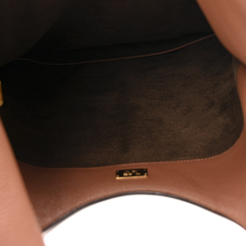 Ramskin Large Alix Padlock Zip Shoulder Bag Brown