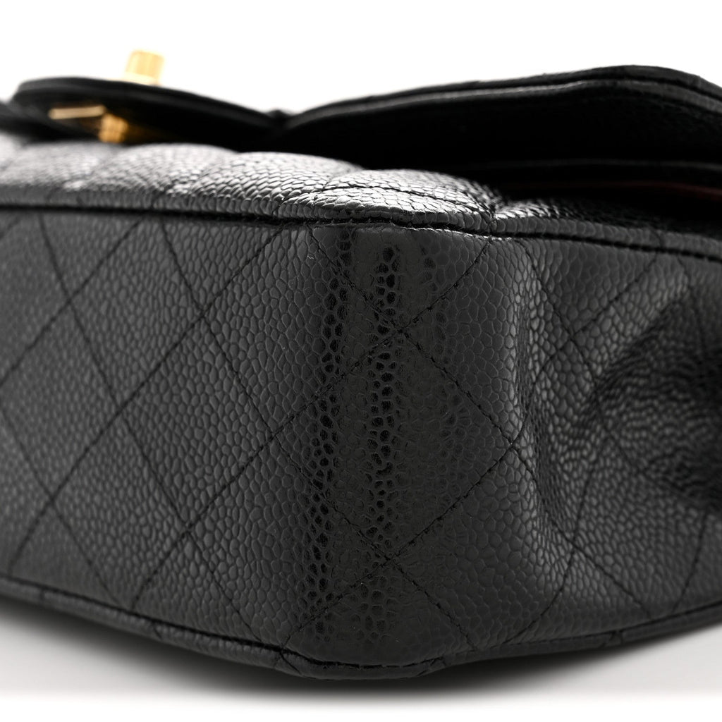 Caviar Quilted Medium Double Flap Black