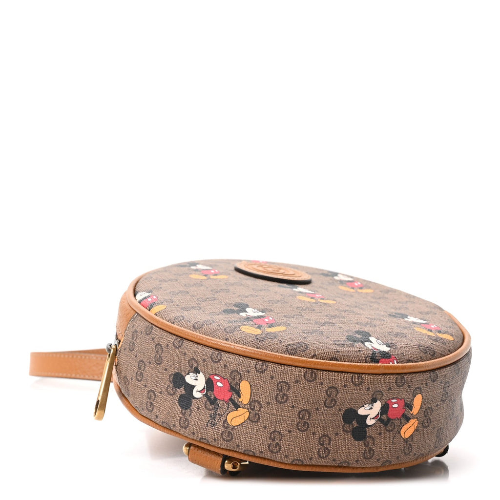 Mini Vintage GG Supreme Monogram Mickey Mouse Round Backpack Beige Vintage Sun Oil