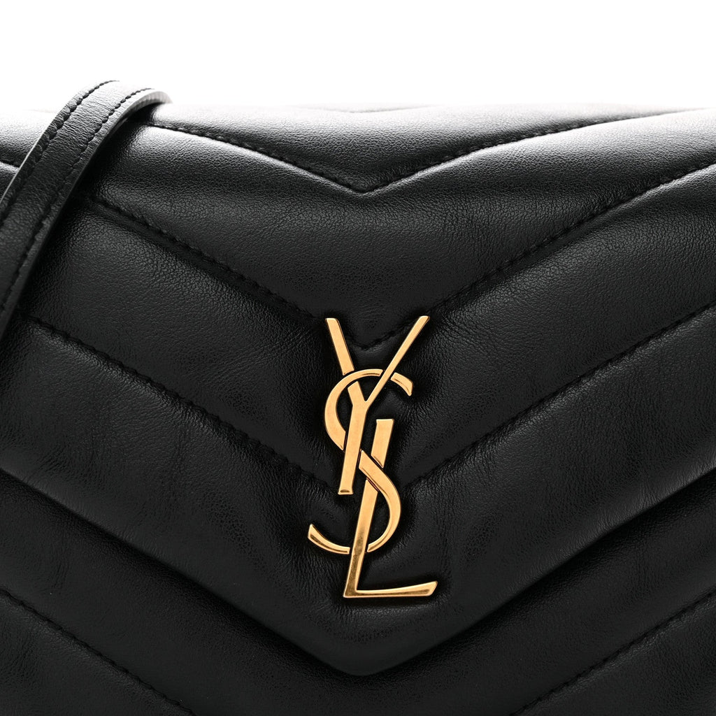 Calfskin Y Quilted Monogram Toy Loulou Crossbody Bag Black