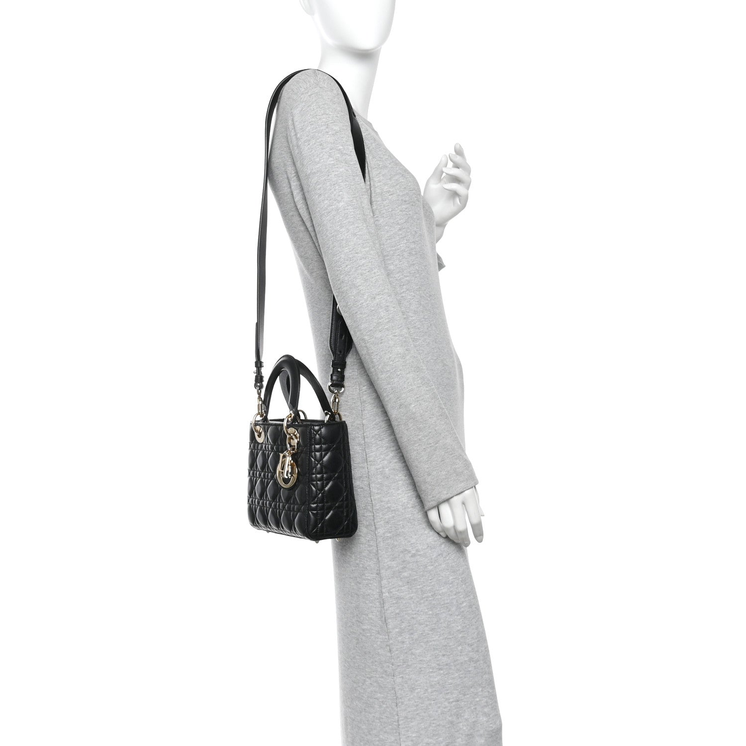 Lambskin Cannage Small Lucky Badges My Lady Dior Black