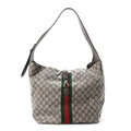 Tender GG Supreme Monogram Textured Dollar Calfskin Web Medium Jackie 1961 Crossbody Bag Beige Ebony New Acero