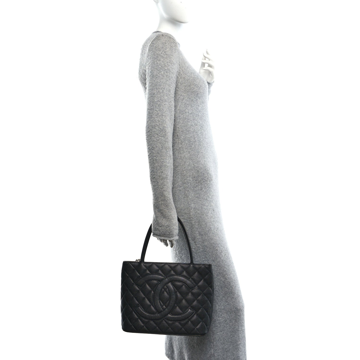 Caviar Quilted Medallion Tote Black
