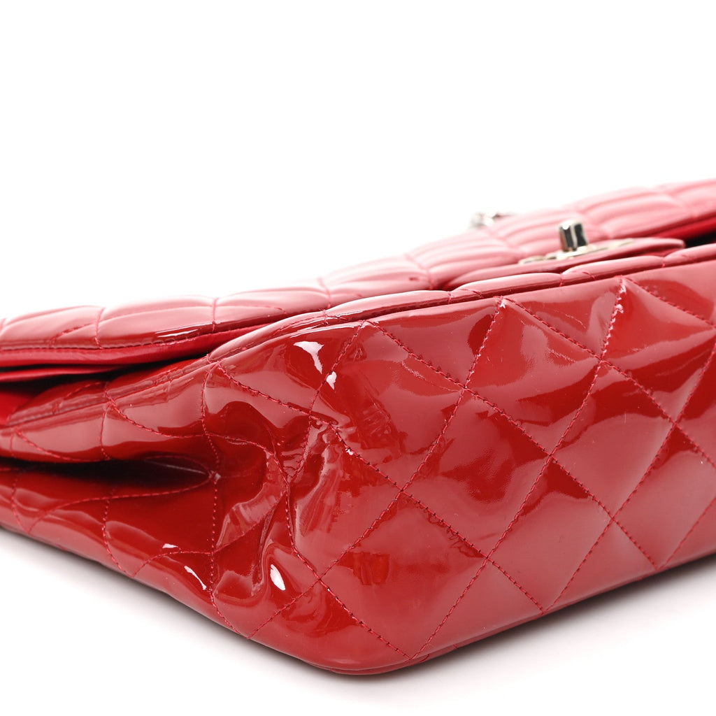 Patent Quilted Jumbo Double Flap Red
