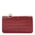 Calfskin Crocodile Embossed Clutch Burgundy