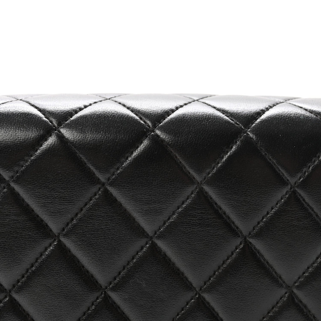 Lambskin Quilted Medium Rectangular Kelly Flap Bag Black