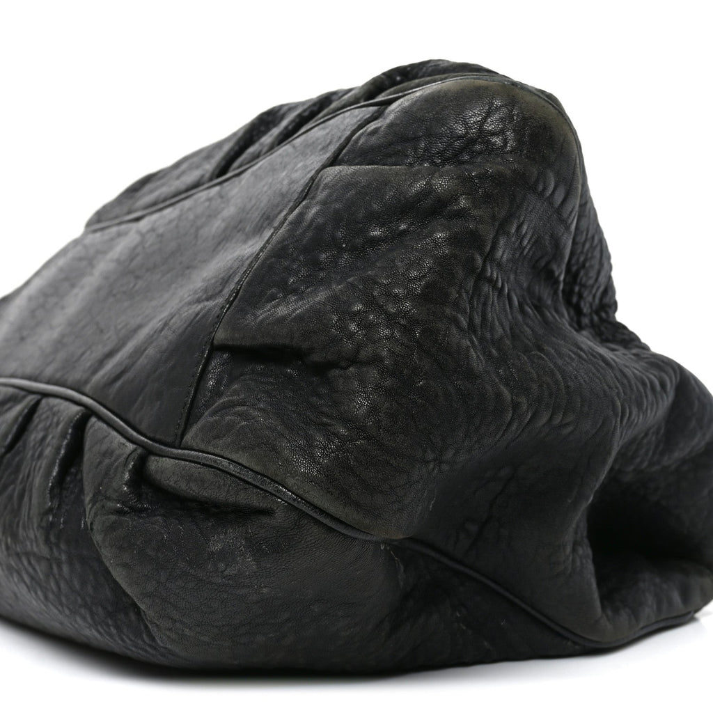 Crinkled Lambskin Mia Tote Black