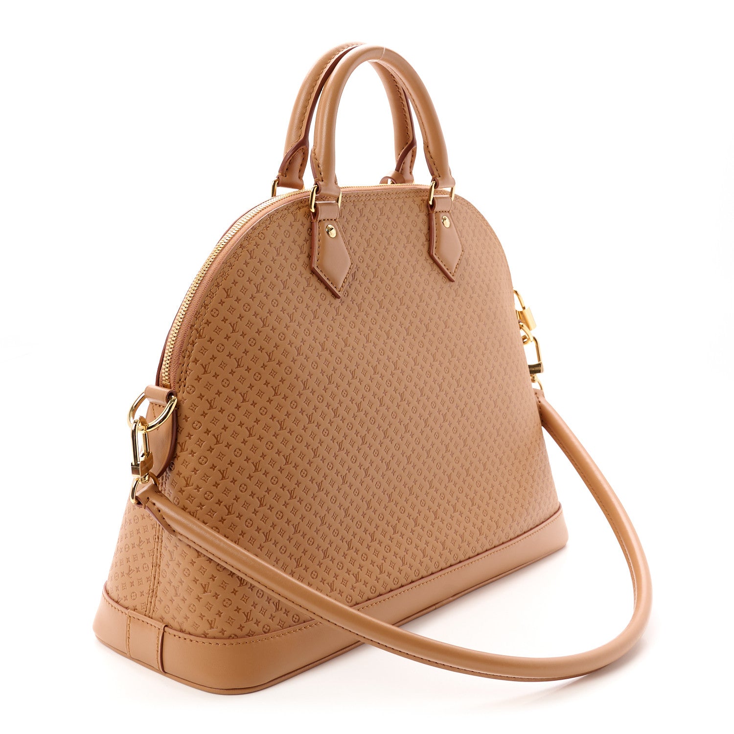 Calfskin Minigram Alma MM Soft Hazelnut