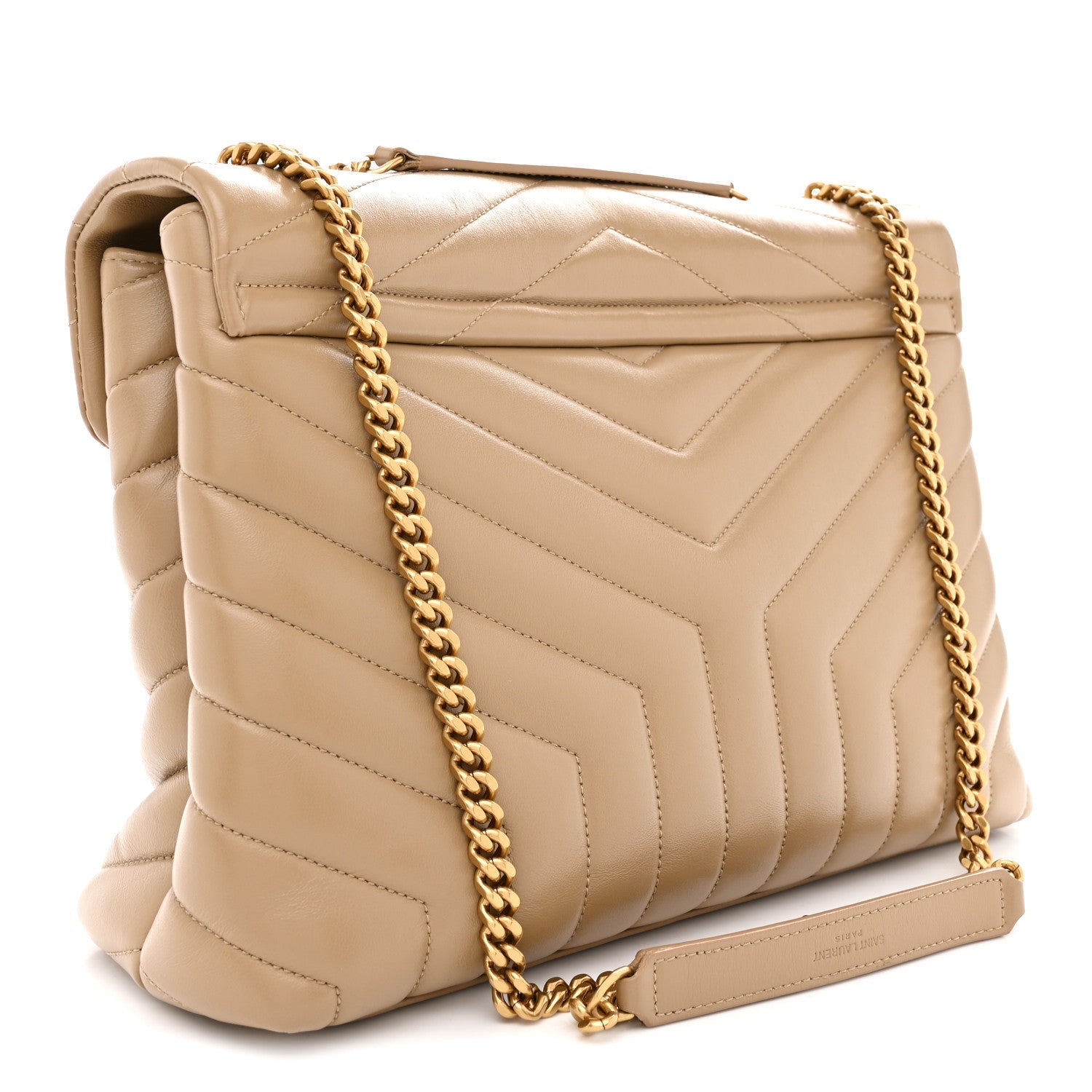Calfskin Y Quilted Monogram Medium Loulou Chain Satchel Dark Latte