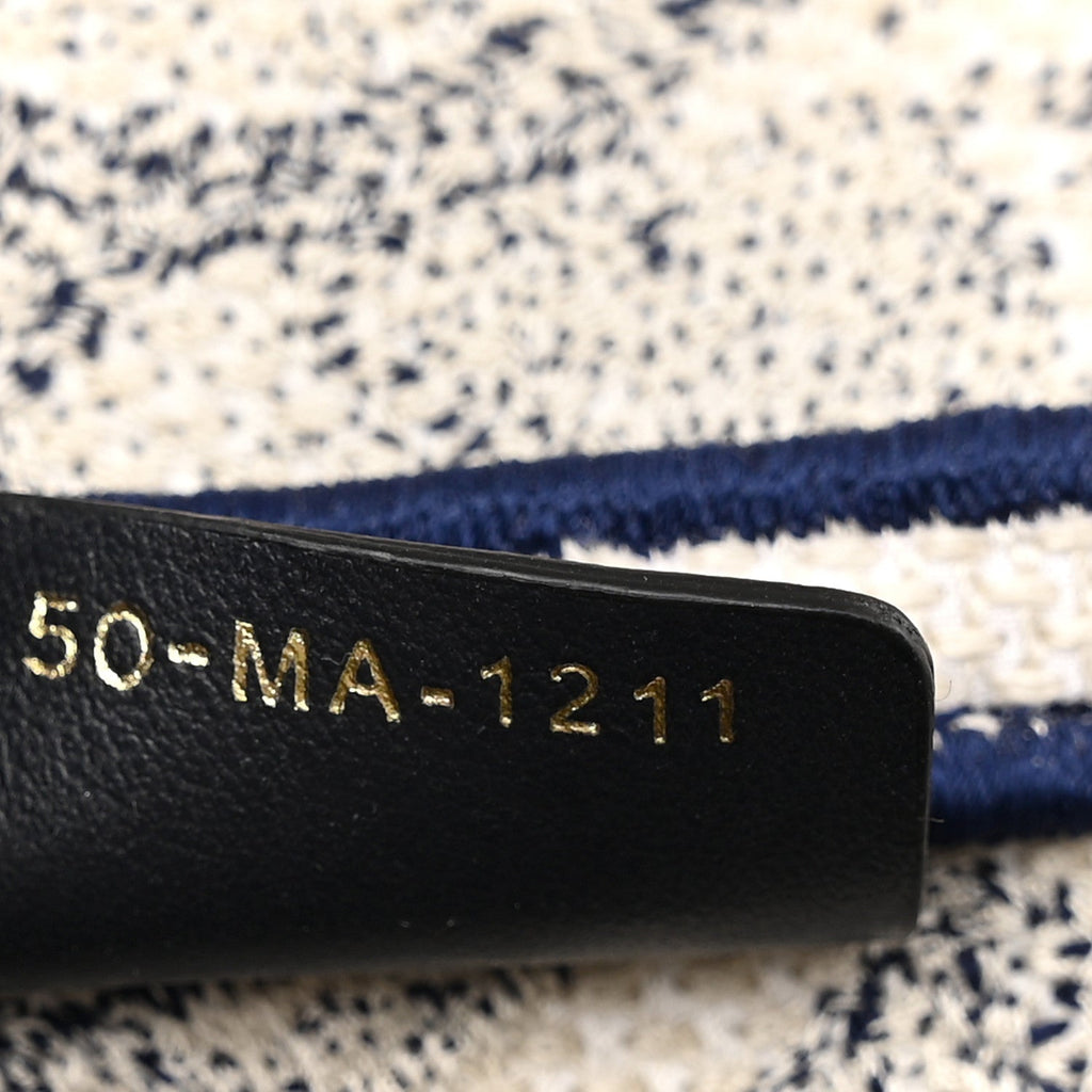Canvas Embroidered Toile de Jouy Saddle Bag Blue