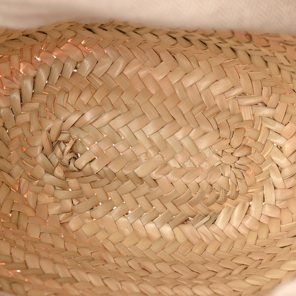 Raffia Drawstring Basket Tote Bag Natural Tan