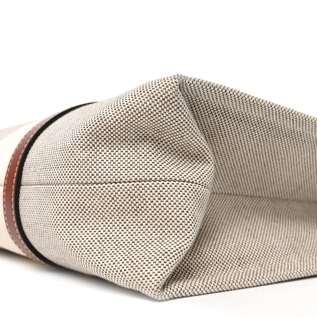Cotton Calfskin Large Woody Ribbon Tote White Brown