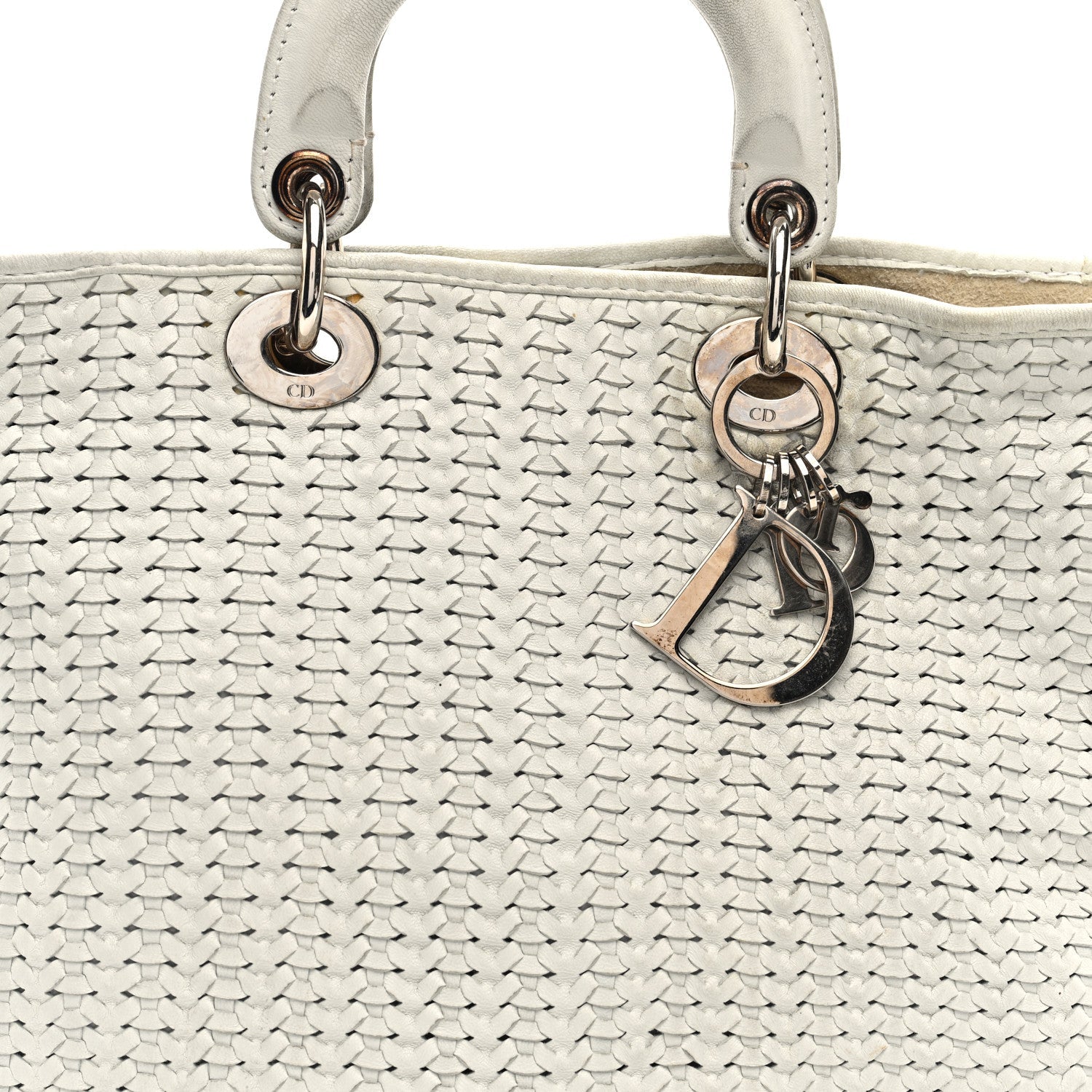 Lambskin Woven Dior Tote White