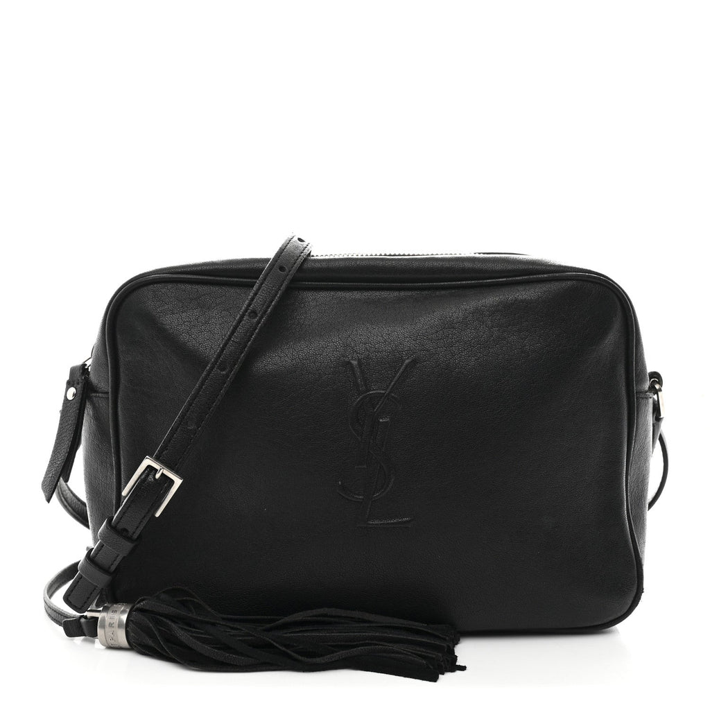 Lambskin Monogram Embossed Small Lou Camera Bag Black