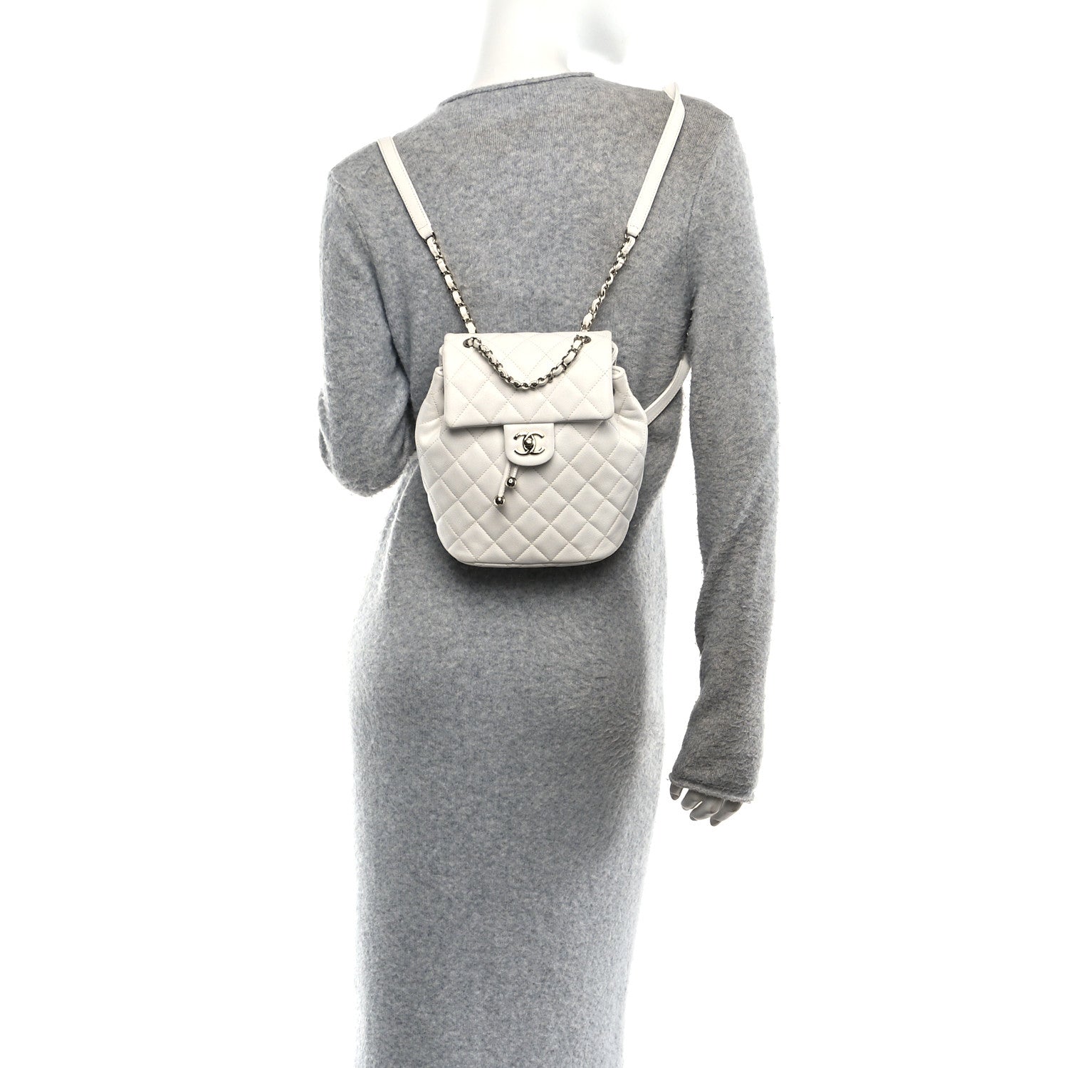 Caviar Quilted Mini Urban Spirit Backpack White White