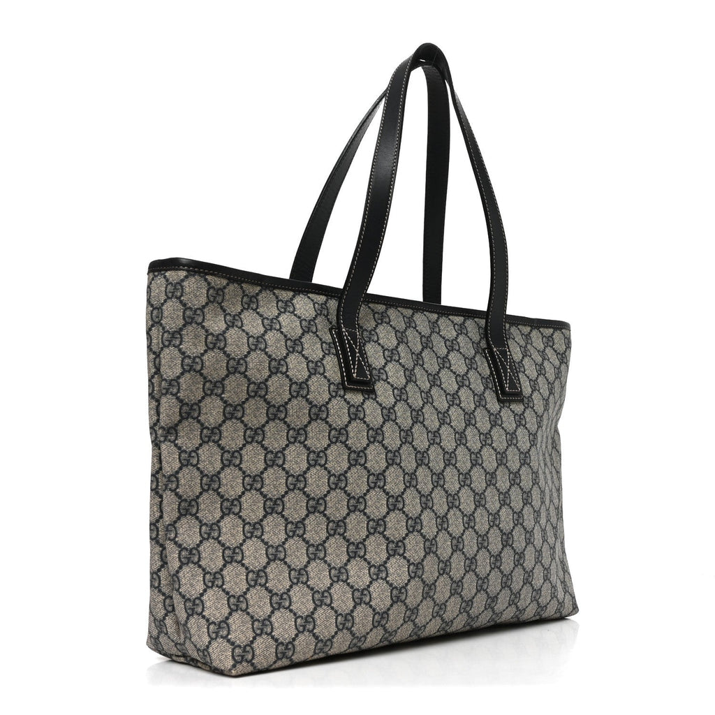 GG Supreme Monogram Medium Zippered Shopping Tote Navy