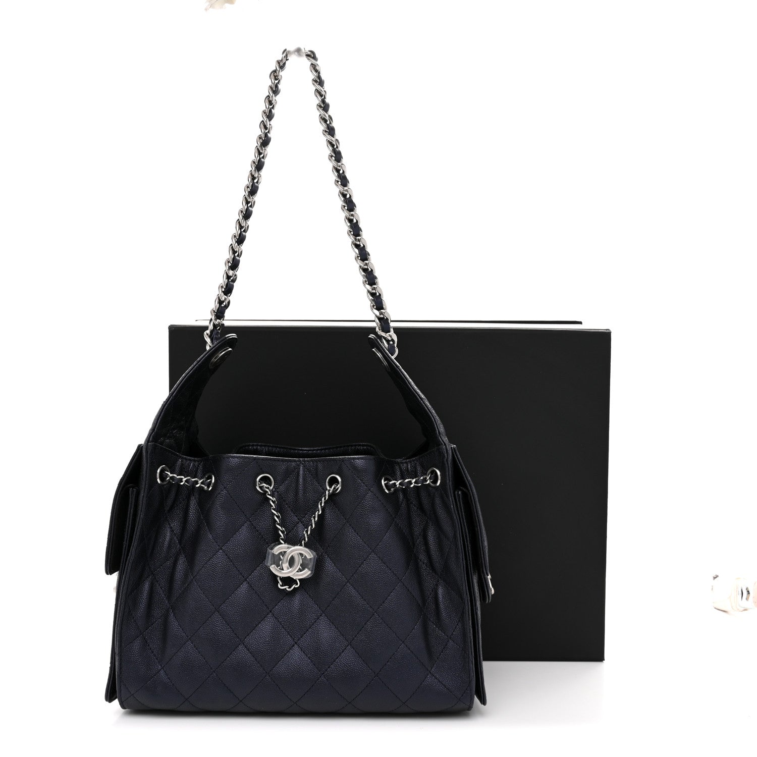 Caviar Quilted Small Chanel 25 Handbag Dark Navy