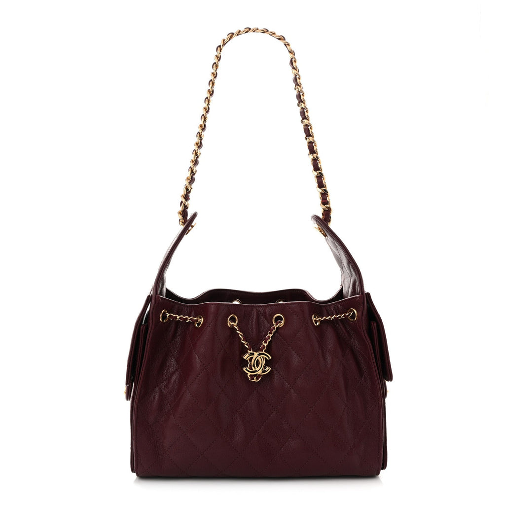 Caviar Quilted Small Chanel 25 Handbag Burgundy