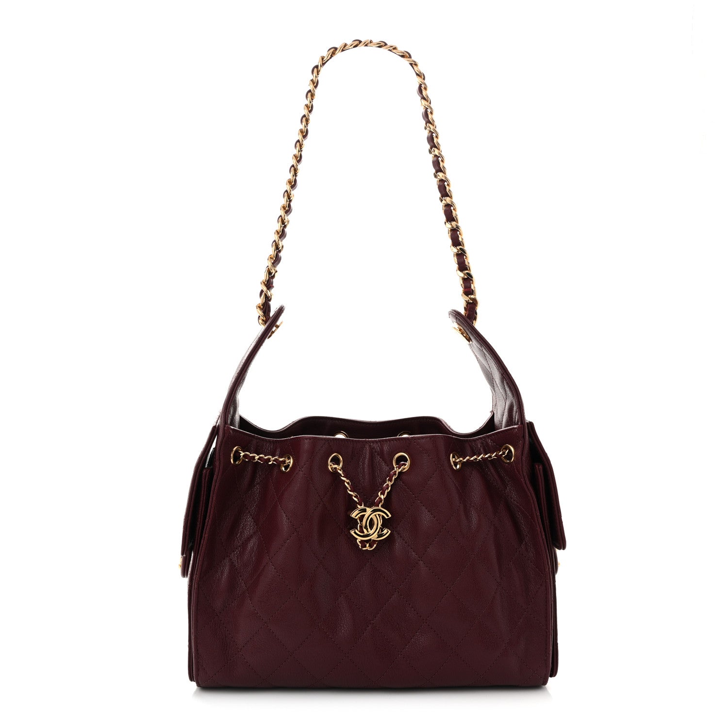 Goatskin Quilted Small Chanel 25 Handbag Dark Burgundy