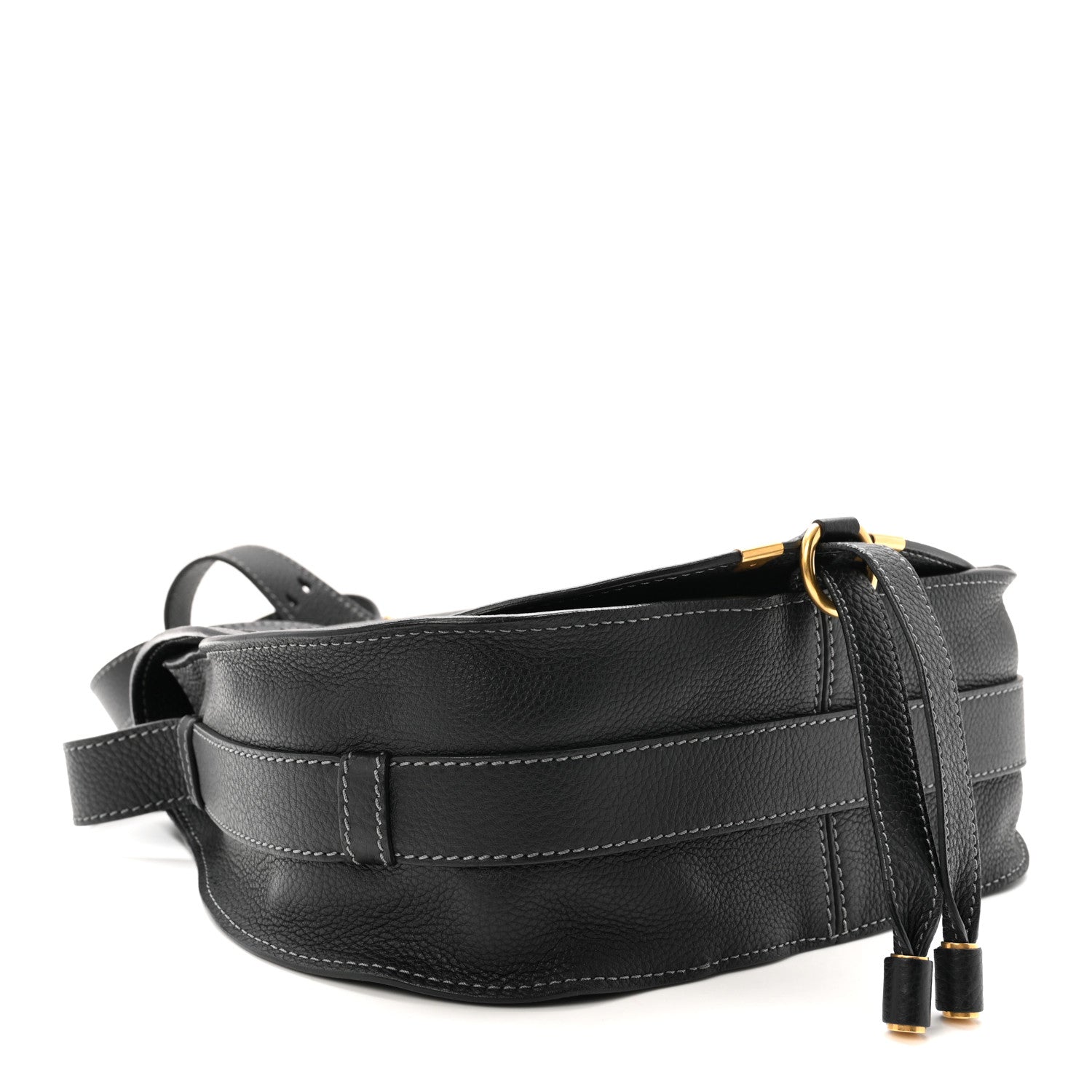 Calfskin Medium Marcie Round Crossbody Bag Black