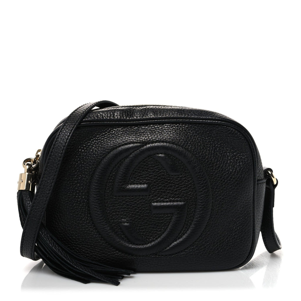 Pebbled Calfskin Small Soho Disco Bag Black