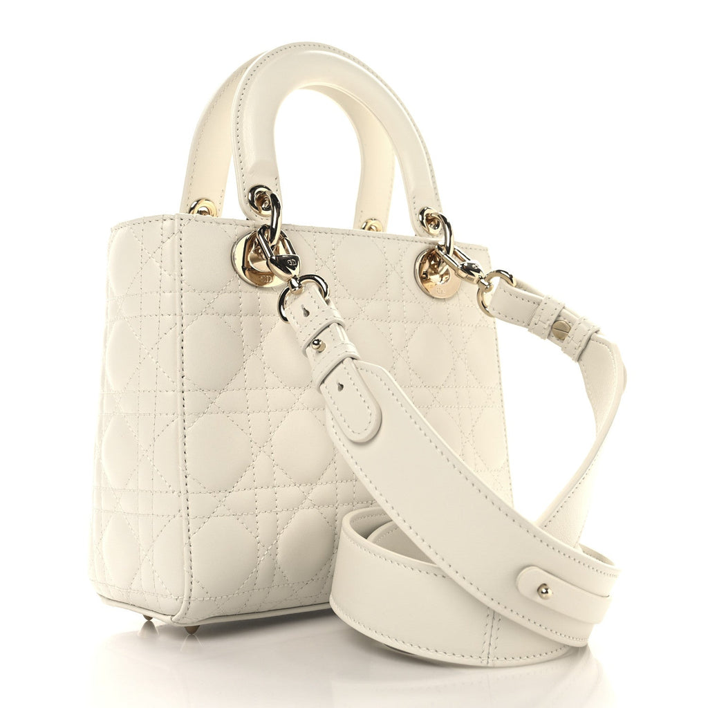 Lambskin Cannage Small My ABCDior Lady Dior White
