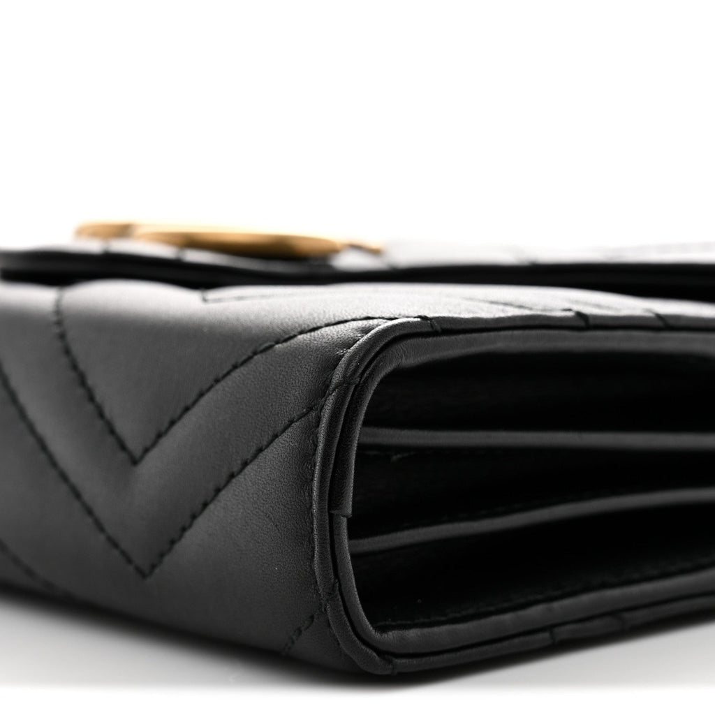 Calfskin Matelasse GG Marmont Chain Wallet Black