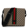 GG Supreme Monogram Web Flap Messenger Bag Black