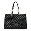 Caviar Quilted XL Grand Shopping Tote GST Black