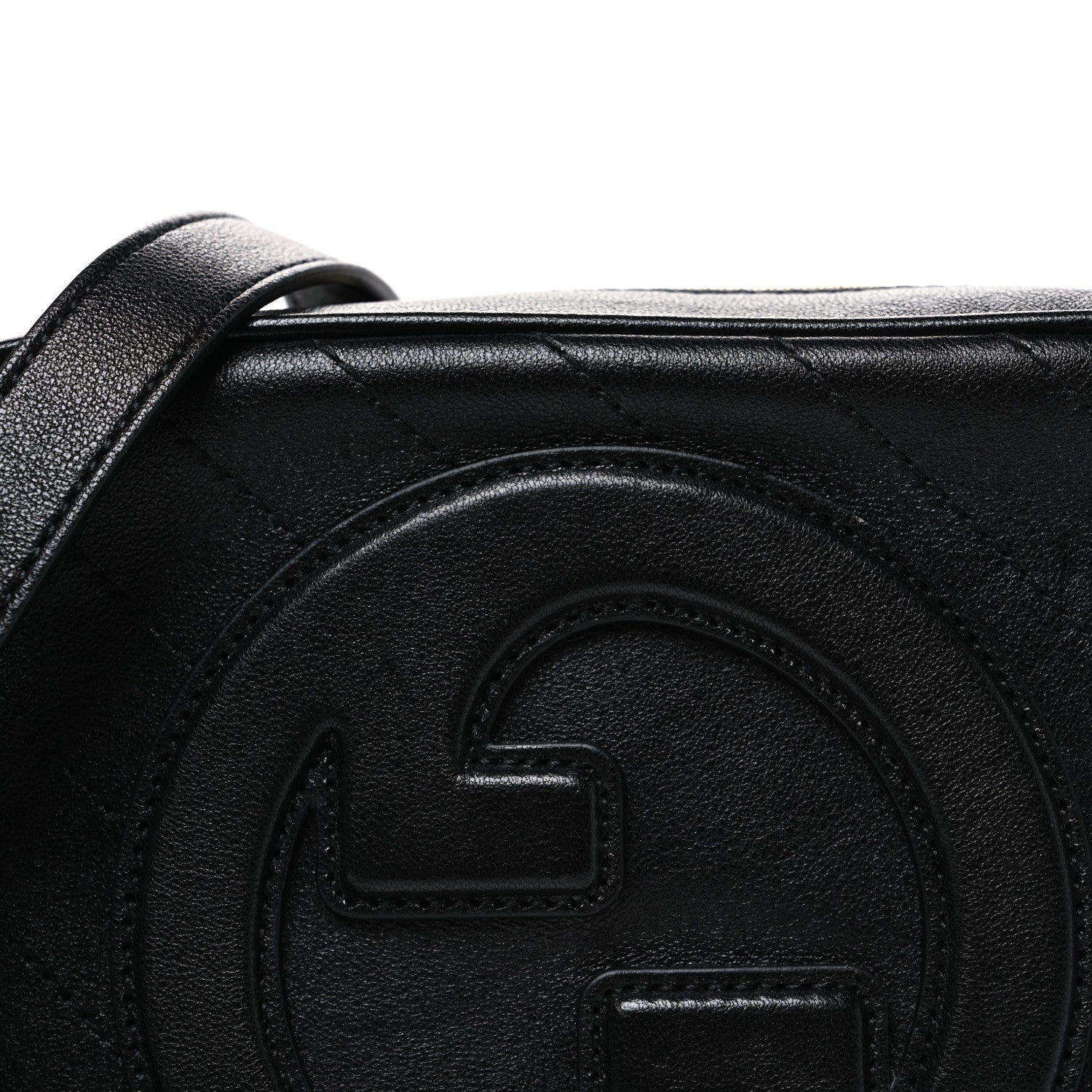 Sakai Be Green Calfskin Diagonal Stitched Small Blondie Shoulder Bag Black