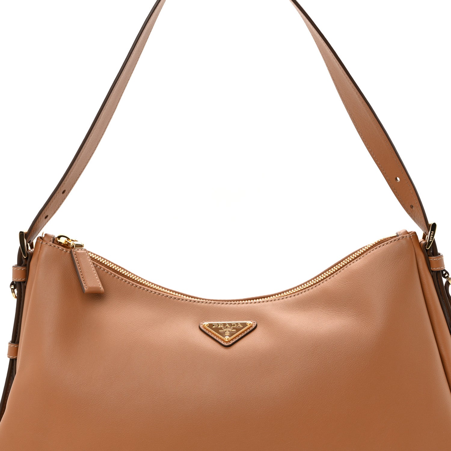 Soft Calfskin Large Aimee Shoulder Bag Caramel