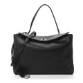 Natural Smooth Calfskin Medium Rodeo Top Handle Handbag Black