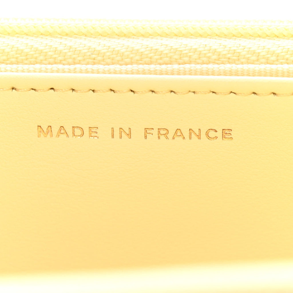 Caviar Quilted CC Turn Lock Wallet On Chain WOC Light Yellow