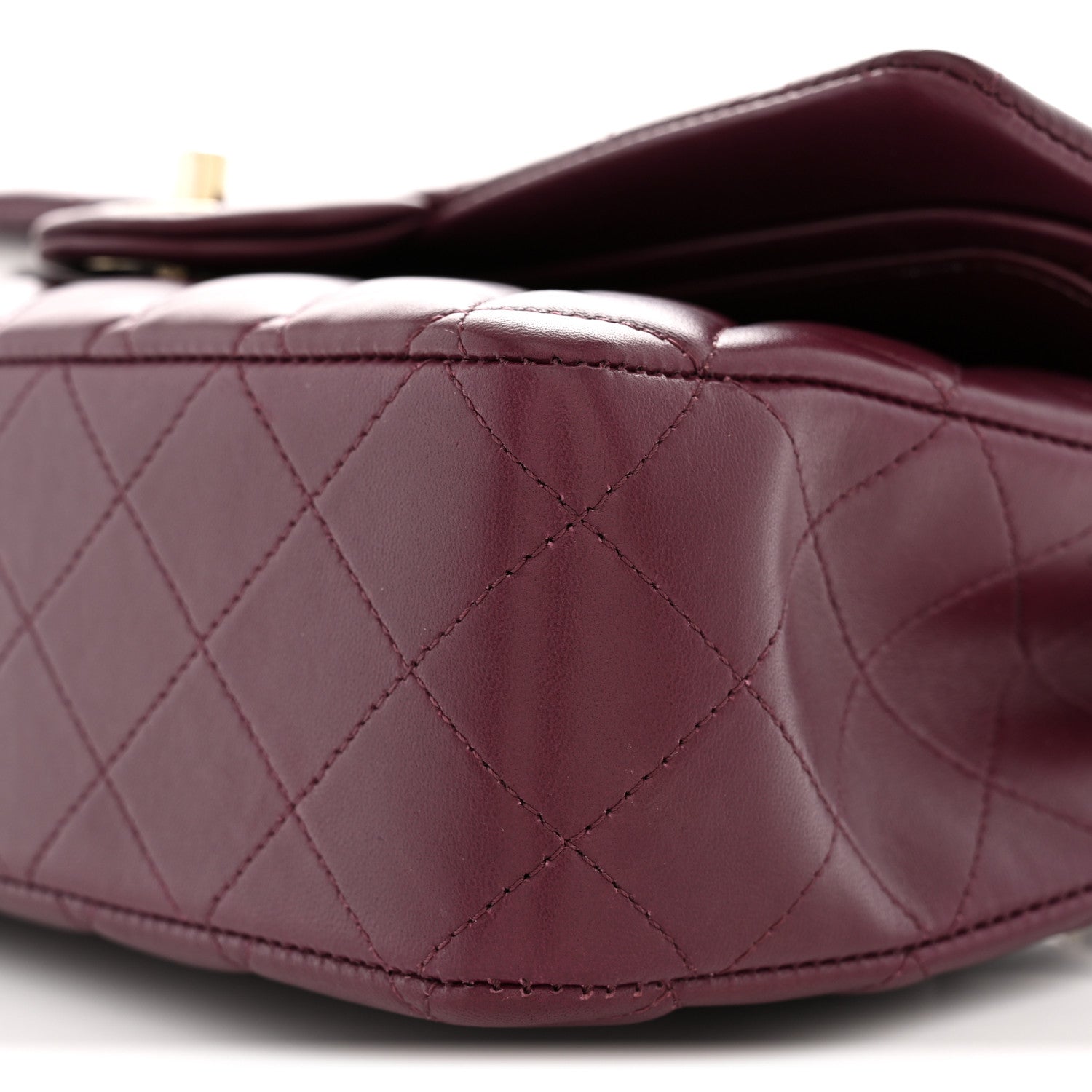 Lambskin Quilted Medium Double Flap Burgundy
