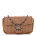 Calfskin Matelasse Aria Super Mini GG Marmont Shoulder Bag Camelia