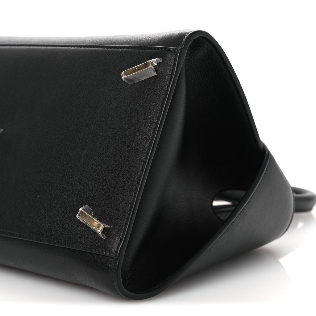 Calfskin Medium Hug Soft Bicolor Shoulder Bag Black Flame Red