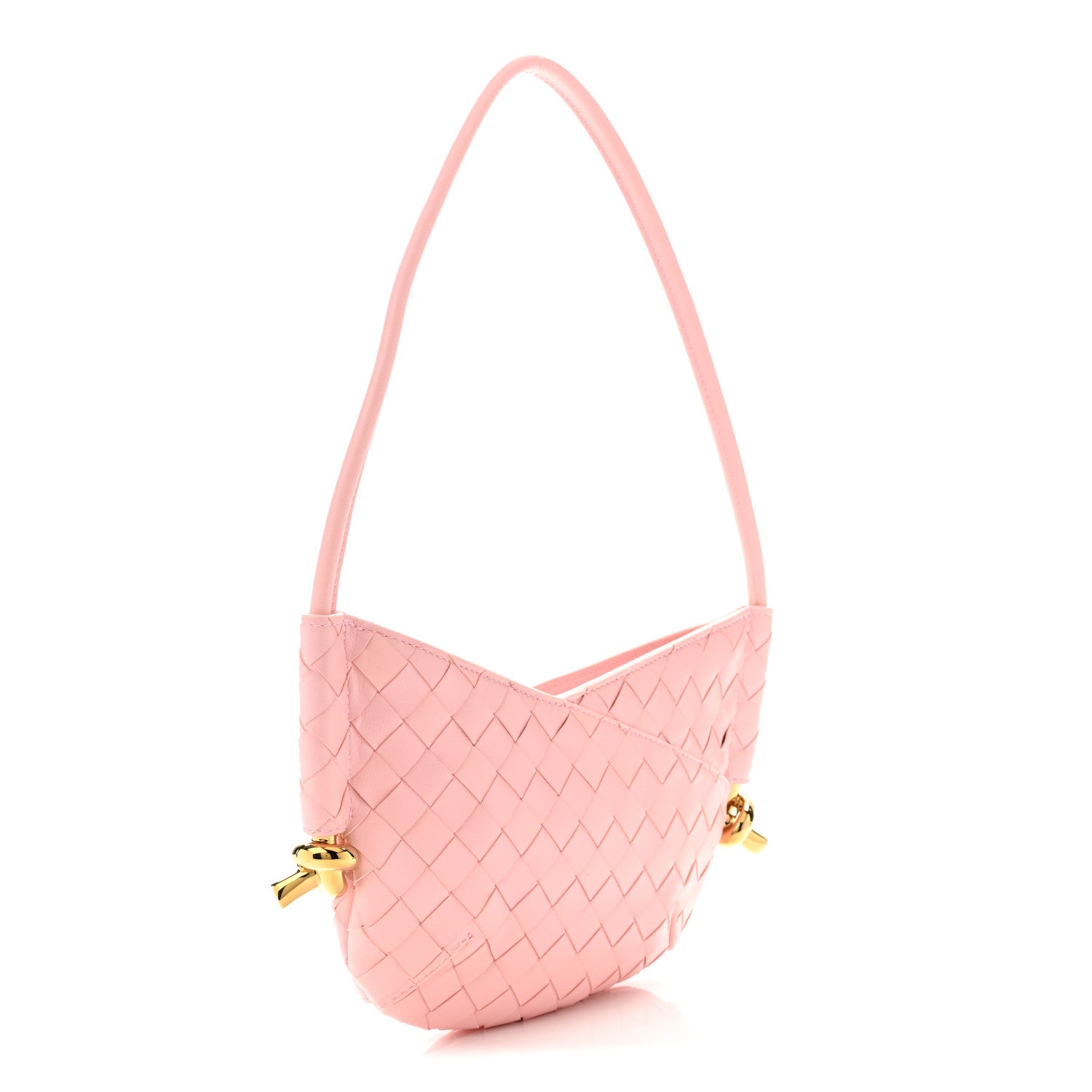 Nappa Intrecciato Baby Solstice Shoulder Bag Rose Powder