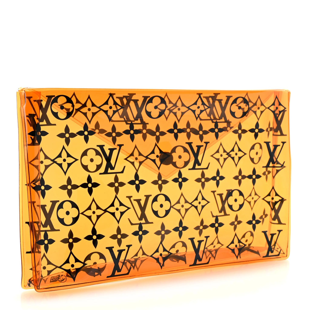 PVC Monogram Printed Envelope Pouch Orange