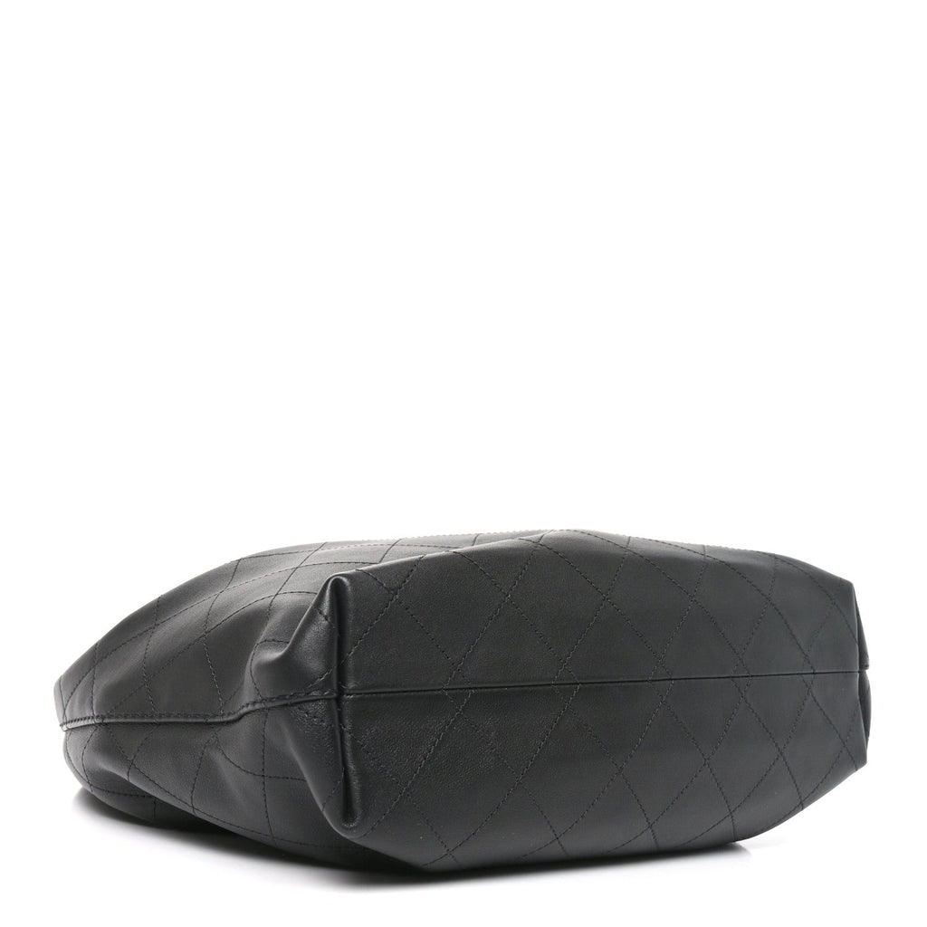 Calfskin Quilted Small Maxi Hobo Black