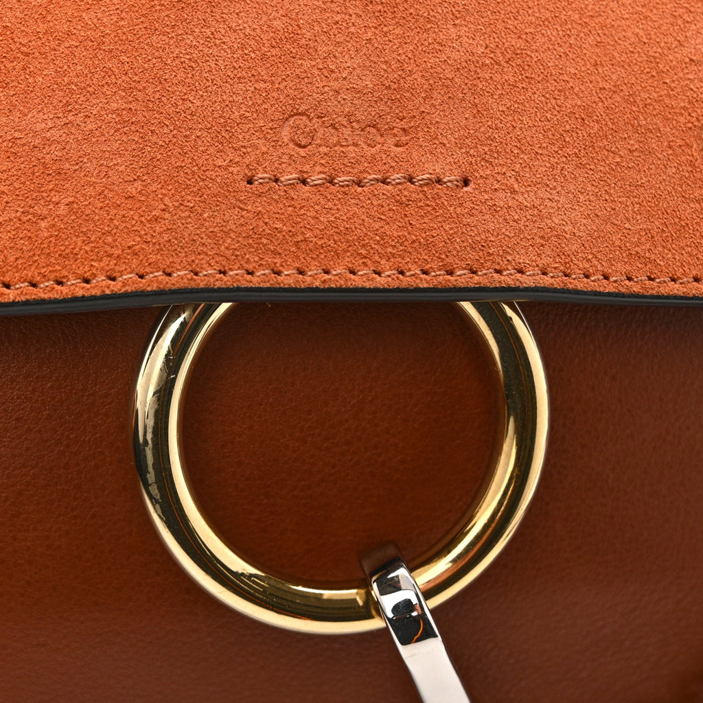 Calfskin Suede Mini Chain Faye Shoulder Bag Tobacco