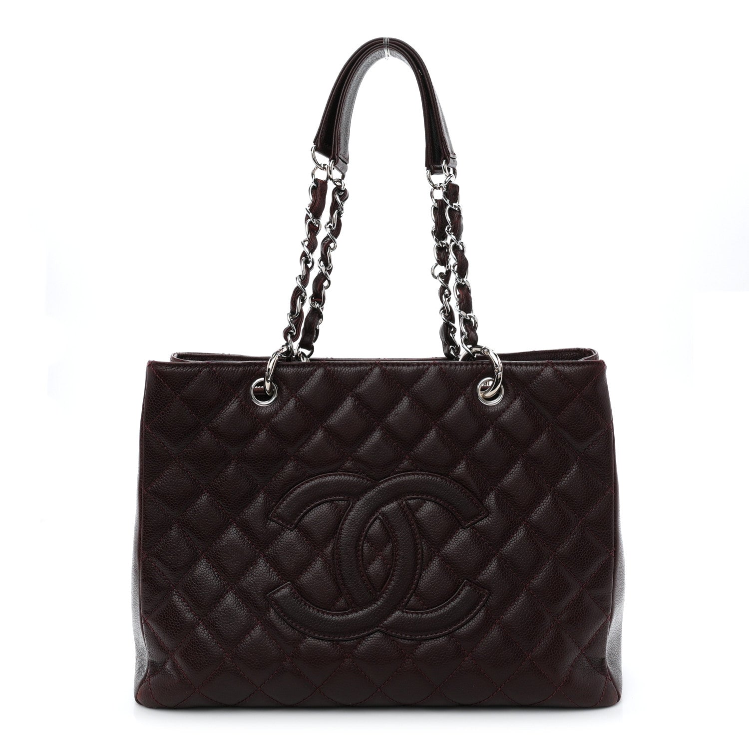 Caviar Quilted Grand Shopping Tote GST Dark Bordeaux
