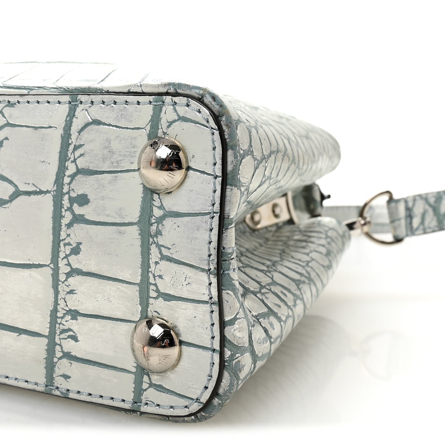 Alligator Capucines BB Blue Silver