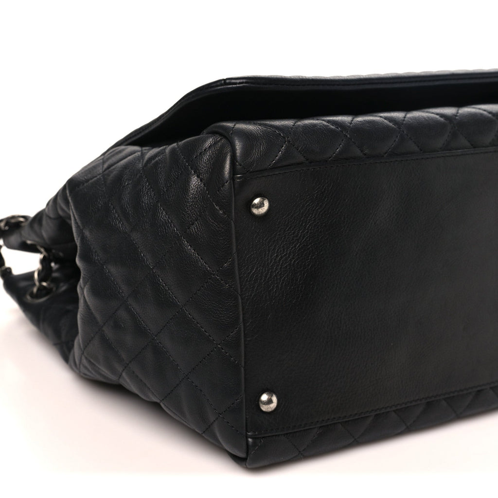 Calfskin Quilted Istanbul Accordion Large Flap Black