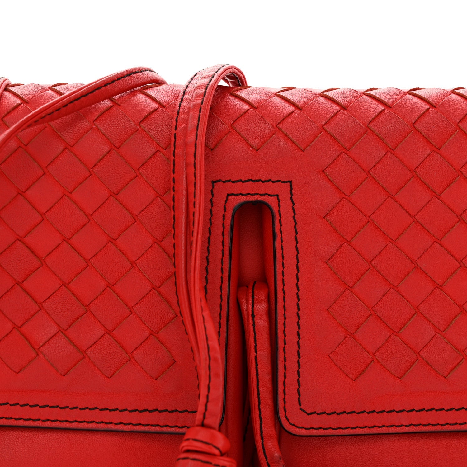 Nappa Intrecciato Small Double Pocket Flap Red