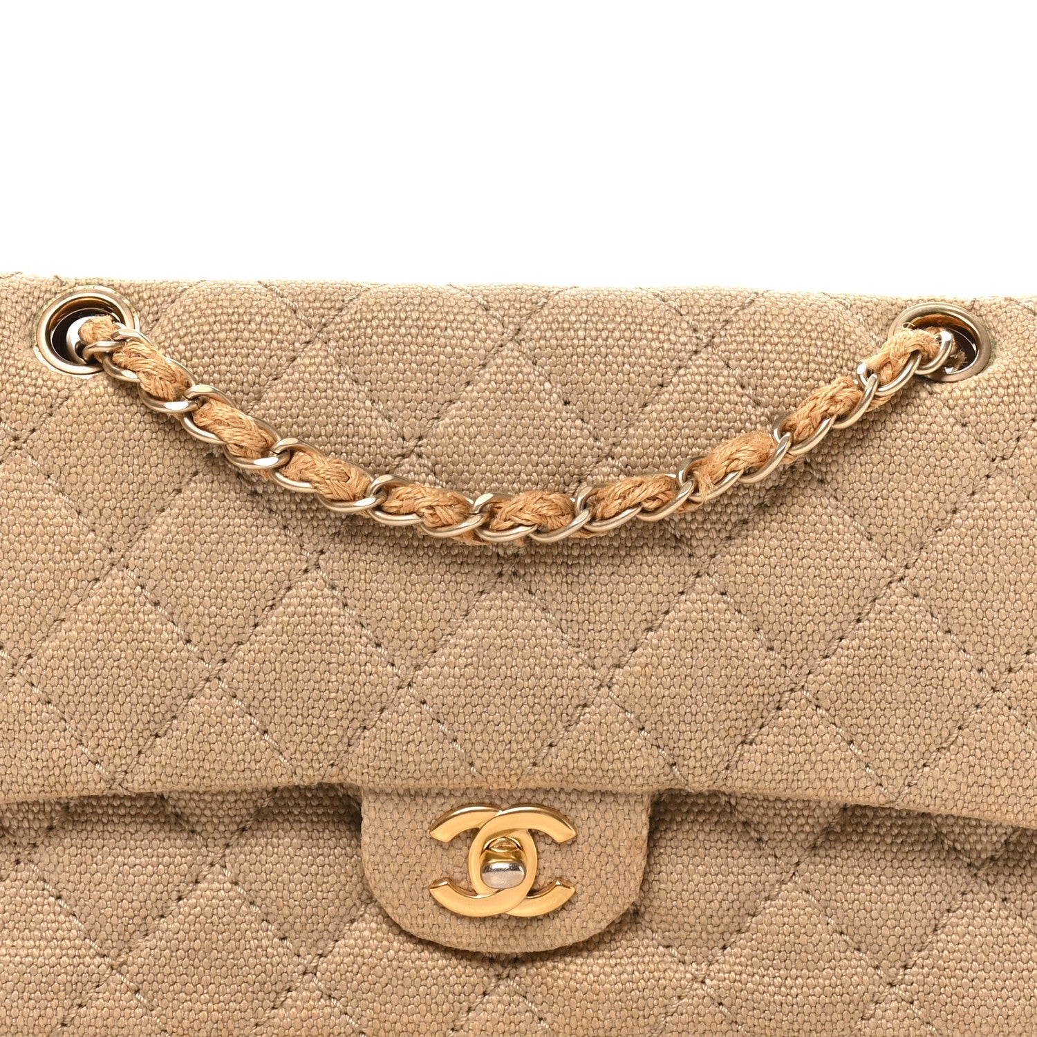 Jersey Quilted Small Single Flap Beige