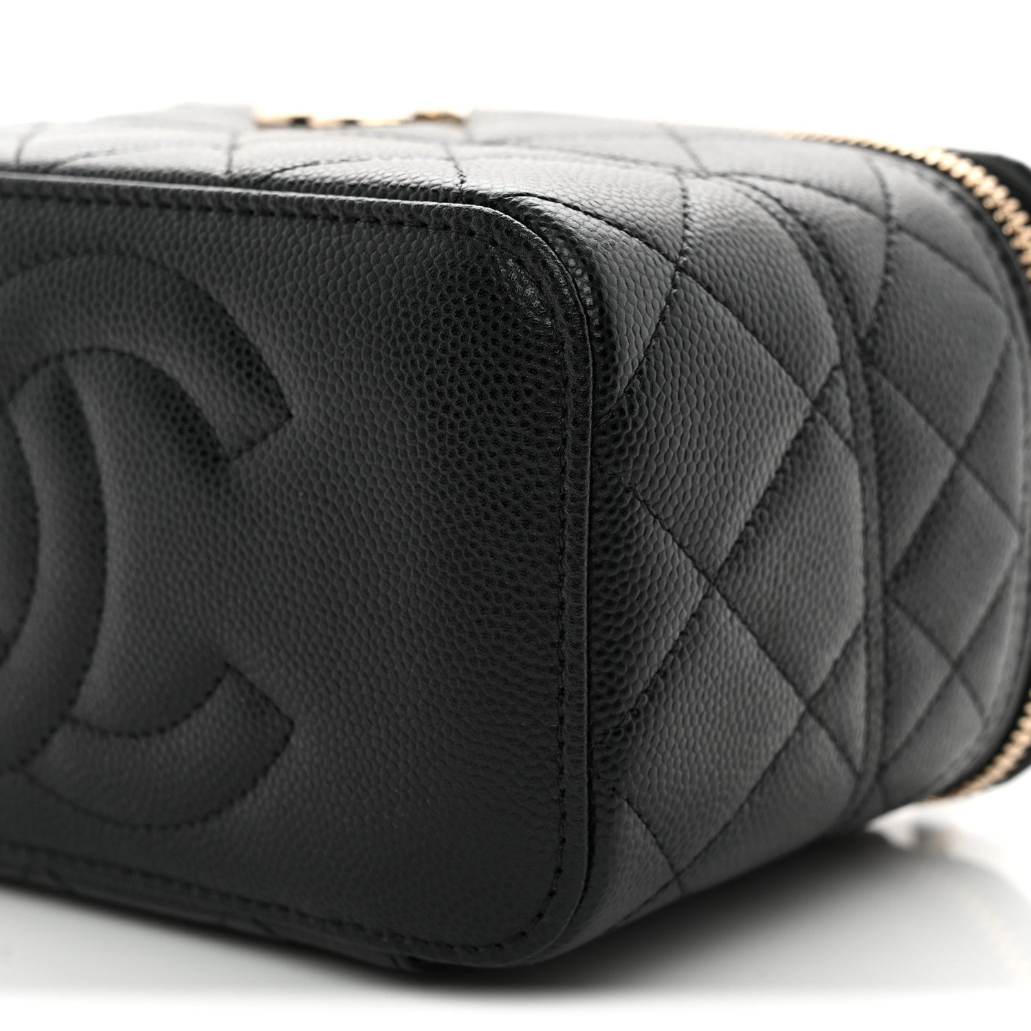 Caviar Quilted Trendy Handle Mini Vanity Black