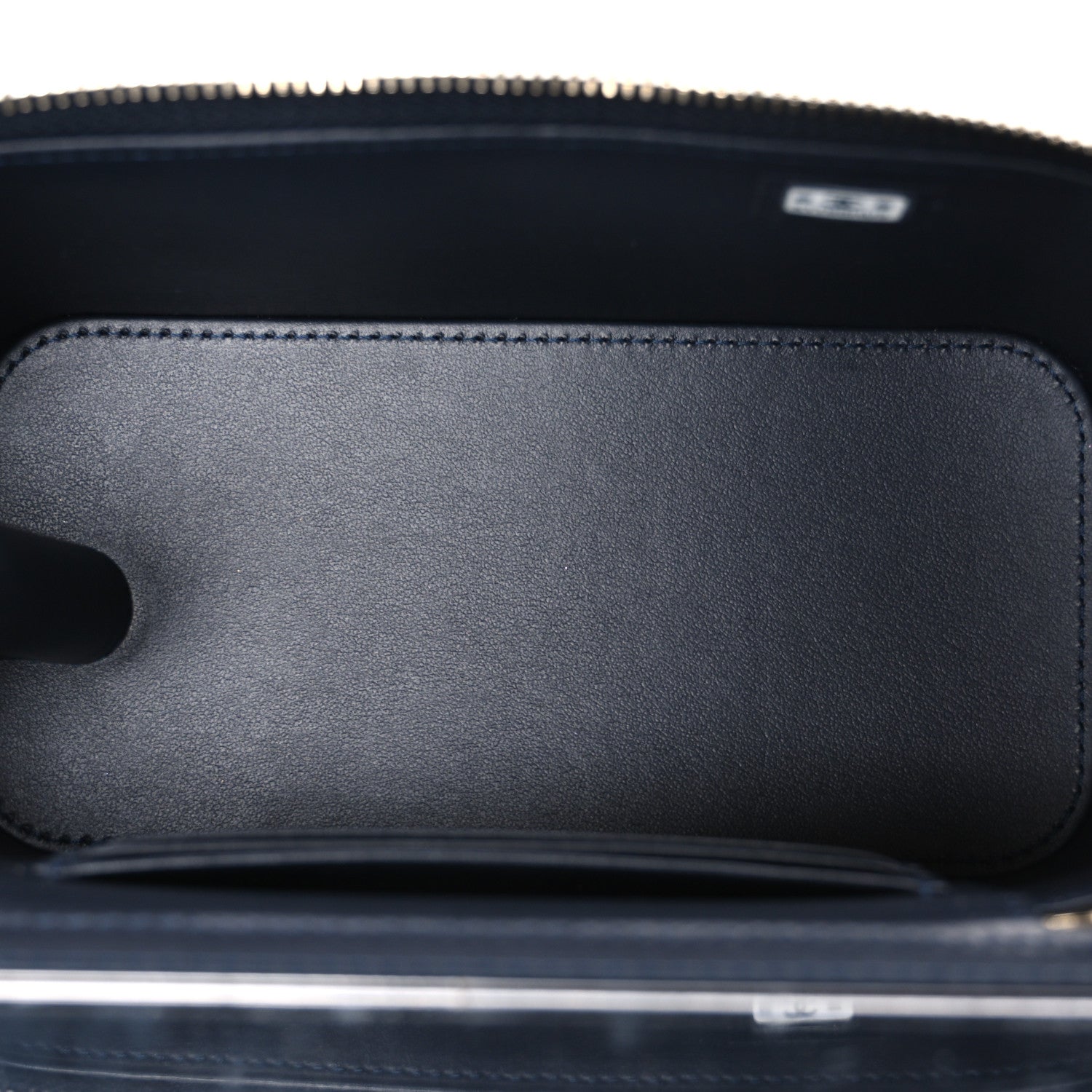 Denim Quilted Small Vanity Case With Chain Dark Blue Orange