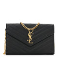 Grain De Poudre Matelasse Chevron Monogram Chain Wallet Black